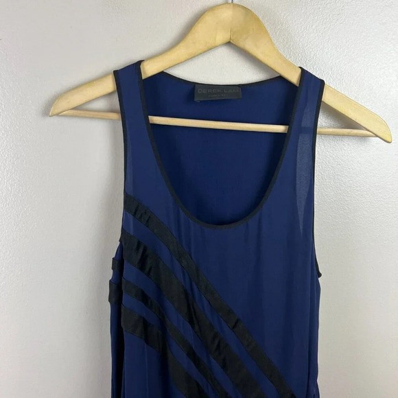 Derek Lam Silk Midi Dress Size 6 Blue Sleeveless Designer Avant Garde Event Y2K - Picture 4 of 9
